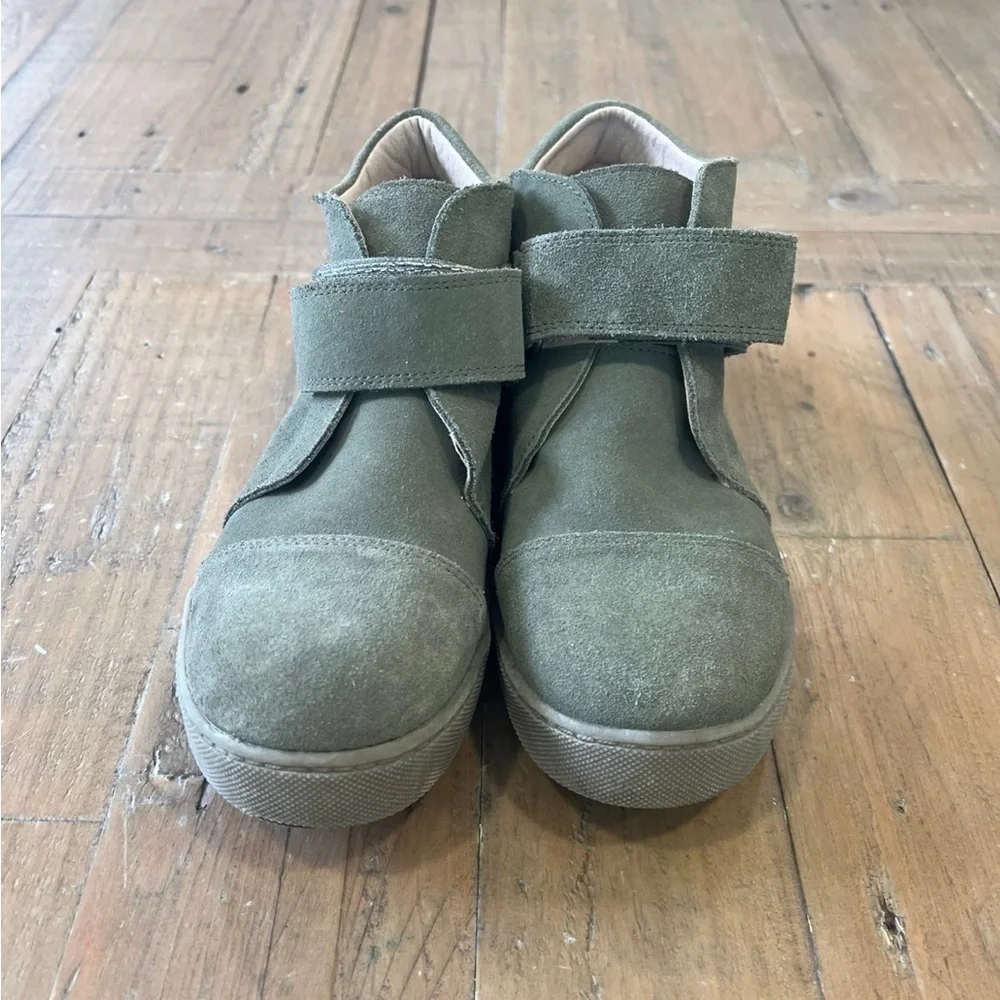 SweetHoney suede green hi top sneakers leather hook and loop big kid size 1